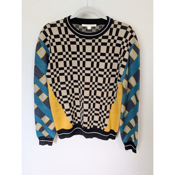Jonathan SIMKHAI Check Plaid Pullover Sweater Geometric Size Small Cosby - Picture 2 of 9